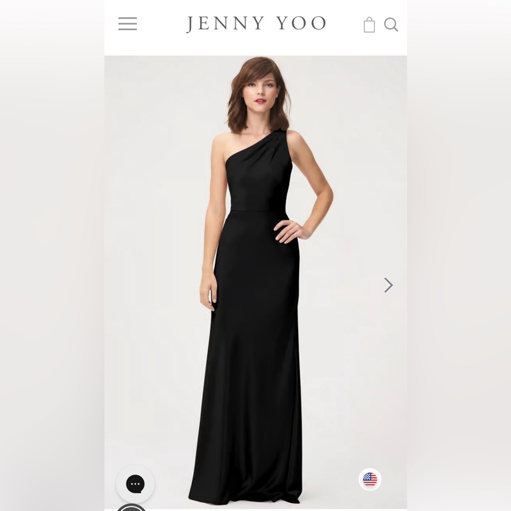 Jenny Yoo Lena Black One-Shoulder Gown